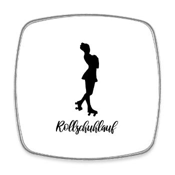 Rollkunstlauf Rollschuhe Pirouette Rollschuhlauf - Viereckiger Kühlschrankmagnet - Weiß - Vorne