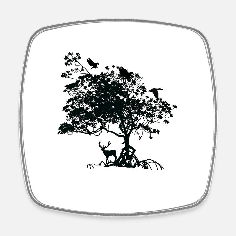 baum tiere geschenk - Viereckiger Kühlschrankmagnet - Weiß