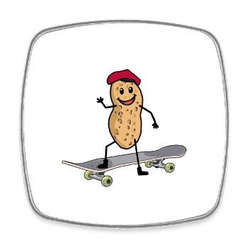 Skateboard Skater Sport Peanut Peanut Nut Child - Square fridge magnet - white - Front