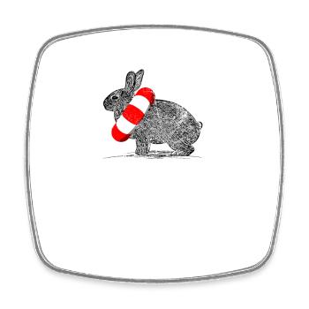 Funny Swimming Ring Rabbit Gift - Square fridge magnet - white - Front