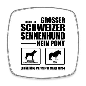 GROSSER SCHWEIZER SENNENHUND kein Pony Wilsigns - Viereckiger Kühlschrankmagnet - Weiß - Vorne