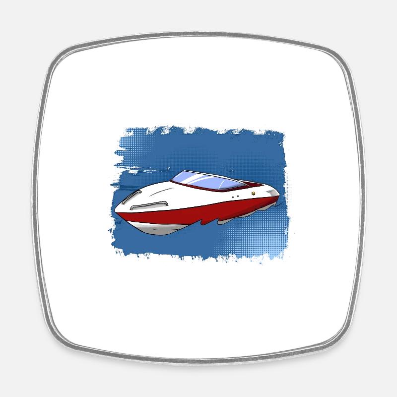 Motorboot - Viereckiger Kühlschrankmagnet - Weiß