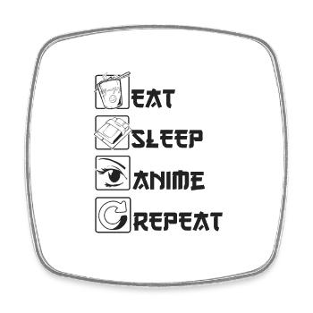 Eating Sleep Anime Repeat T-Shirt Anime - Square fridge magnet - white - Front