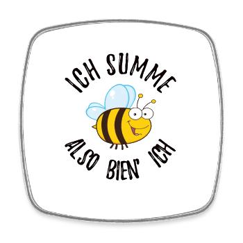 Ich summe also bien ich Biene Wespe Shirt schwarz - Viereckiger Kühlschrankmagnet - Weiß - Vorne
