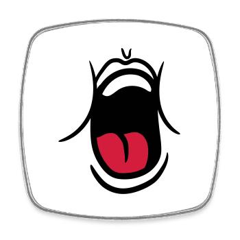 hunger food funny gaehnen scream mouth muede br - Square fridge magnet - white - Front