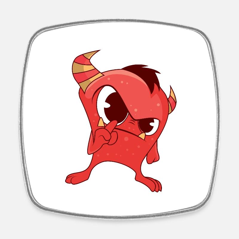 Red monster - Square fridge magnet - white