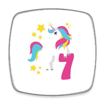 7 anniversaire Licorne Je suis Déjà 7 Cadeau - Magnet carré - blanc - Devant