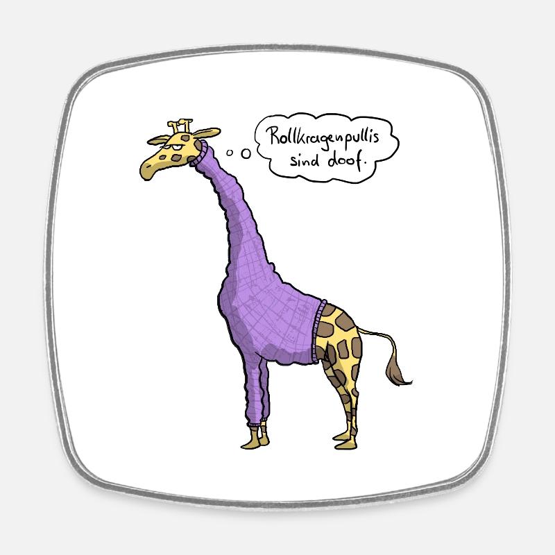 Giraffe Rollkragenpulli - Viereckiger Kühlschrankmagnet - Weiß
