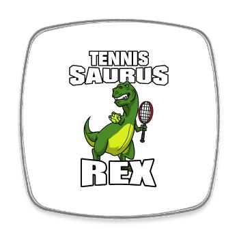 Tennis Saurus Rex dinosaures joueur de tennis Sport - Magnet carré - blanc - Devant