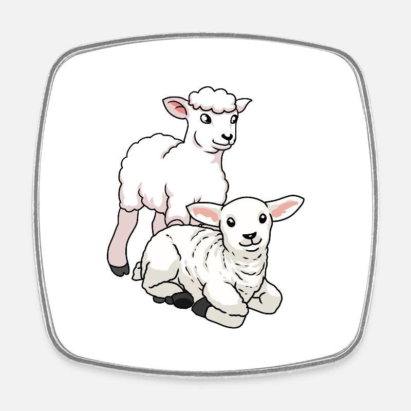 Sheep Easter lamb farm animals kids wool - Square fridge magnet - white