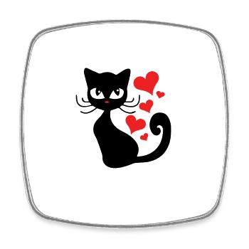 Schwarze Katze Herz Liebe Party Trend Geschenk - Viereckiger Kühlschrankmagnet - Weiß - Vorne