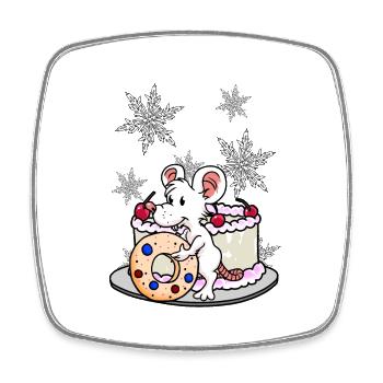 Xmas Christmas Mouse Snacking Christmas Gift - Square fridge magnet - white - Front