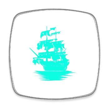Sailing Ship Seafaring Fantasy Maritime Dinghy - Square fridge magnet - white - Front
