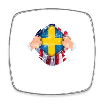 Schweden USA Heimat Länder Wappen Flagge Stolz - Viereckiger Kühlschrankmagnet - Weiß - Vorne