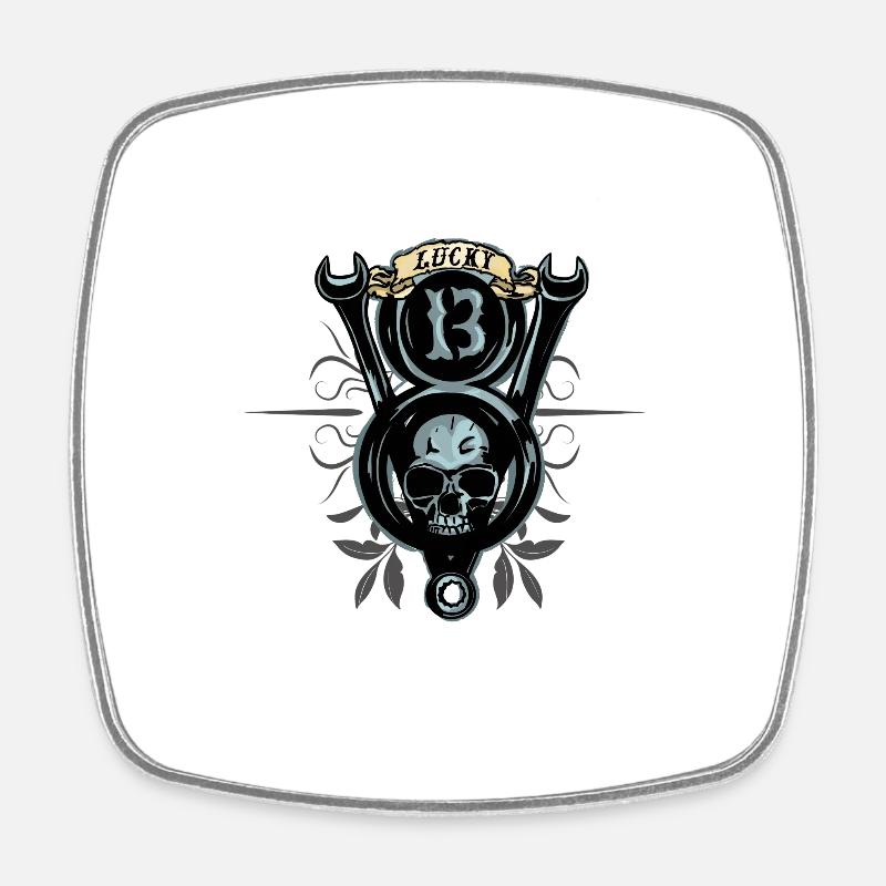 V8 Power Lucky 13 - Square fridge magnet - white