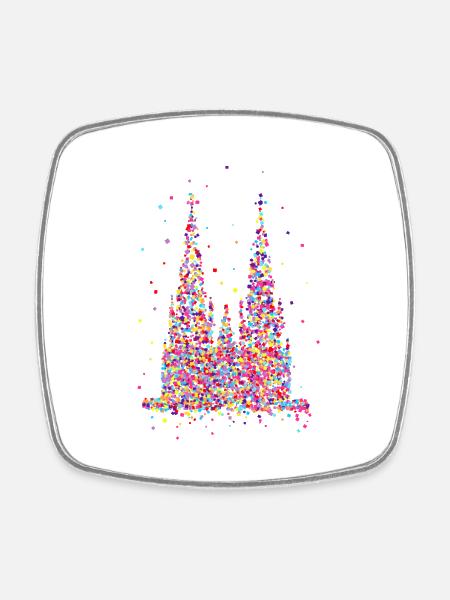 Kölner Dom, Konfetti - Viereckiger Kühlschrankmagnet - Weiß