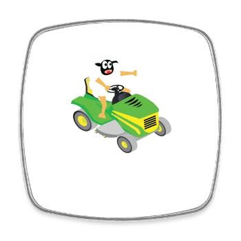 Sheep lawn mower gift idea - Square fridge magnet - white - Front