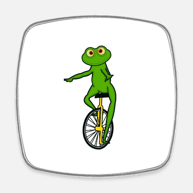 Monocycle, grenouille monocycle - Magnet carré - blanc
