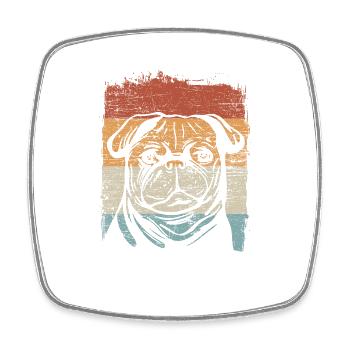 Pug pug retro - Square fridge magnet - white - Front