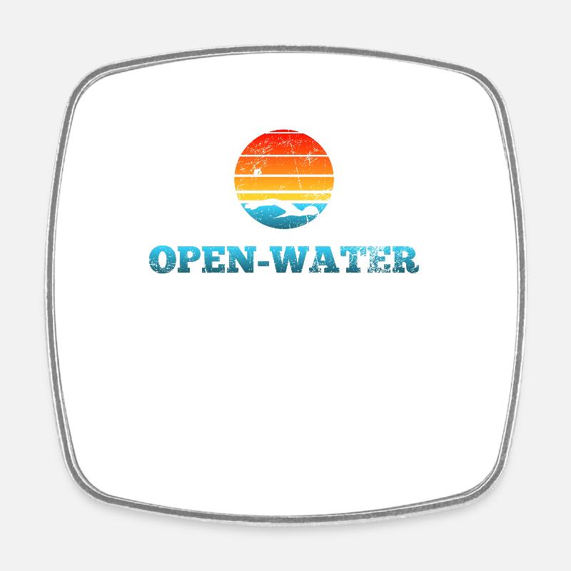 Swimming open water - Square fridge magnet - white