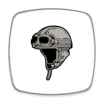 Motorrad Helm Mofa - Viereckiger Kühlschrankmagnet - Weiß - Vorne
