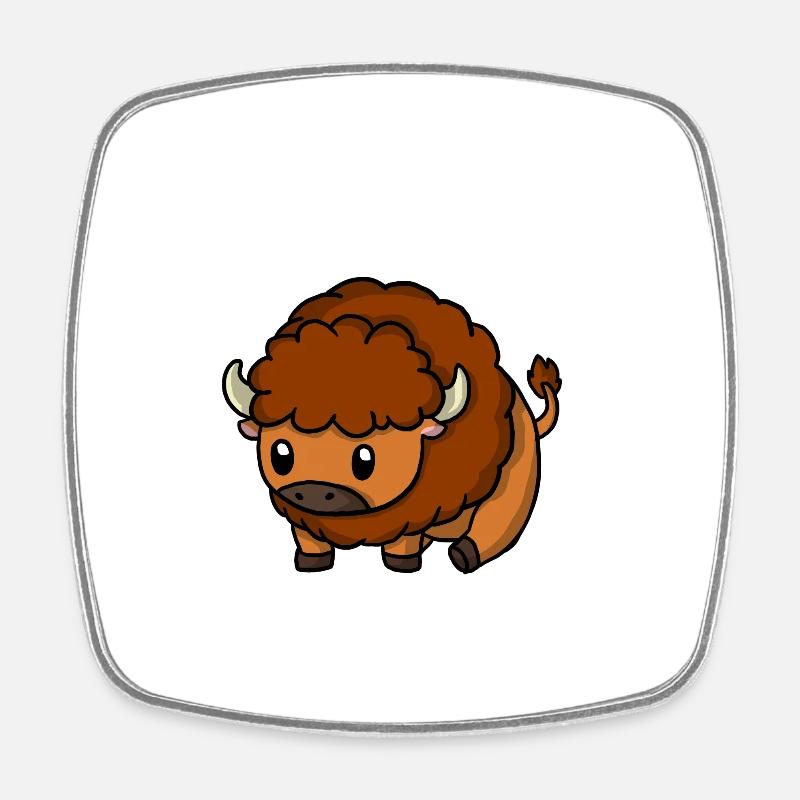 Bison doux Bison Cadeau de boeuf sauvage - Magnet carré - blanc