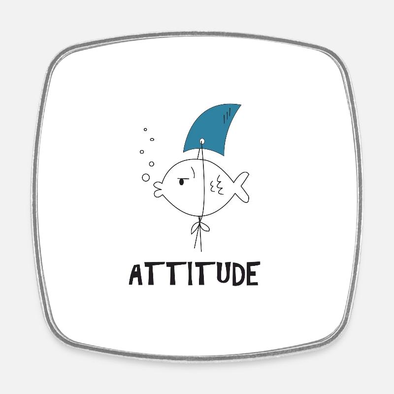 Poisson requin attitude positive fin poisson rouge - Magnet carré - blanc