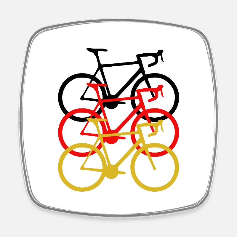 Road bikes black red gold. gift - Square fridge magnet - white