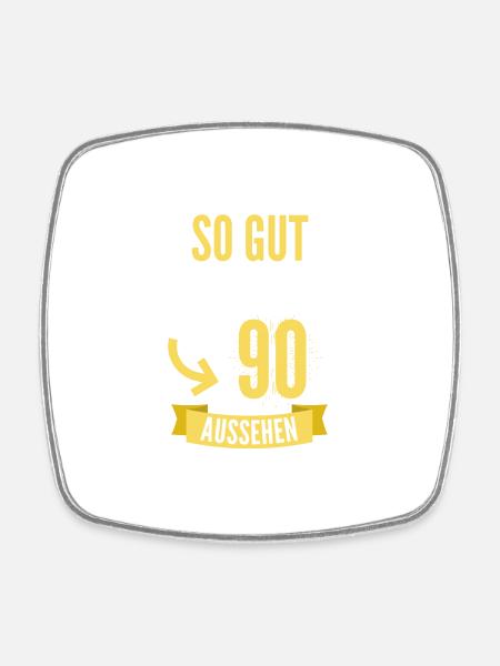 90. Geburtstag Geschenk - Viereckiger Kühlschrankmagnet - Weiß