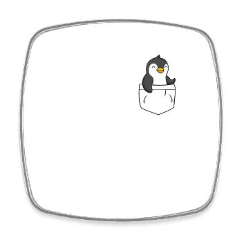 Pingouin poche - pingouin dans ma poche - Magnet carré - blanc - Devant