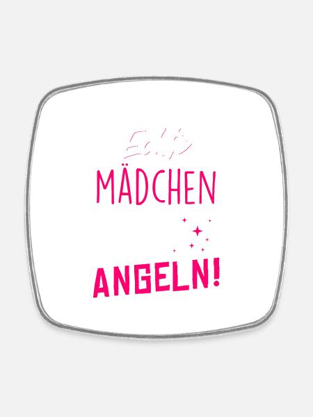 Echte Mädchen Angeln - Viereckiger Kühlschrankmagnet - Weiß