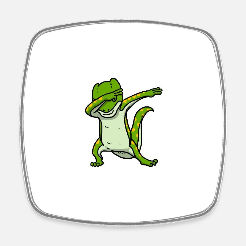 Funny Dabbing Gecko Dab Dance Reptile Lover Gift - Square fridge magnet - white