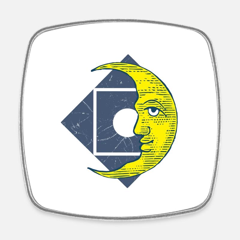 Géométrie du visage de la lune - lune - Magnet carré - blanc