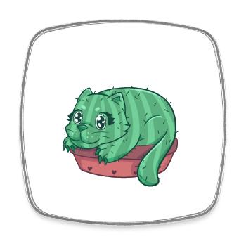 Catcus cat cactus kitten house tiger - Square fridge magnet - white - Front