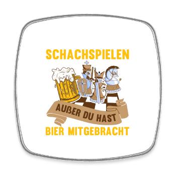Schach Lustig Spruch Schachfiguren Geschenke Bier - Viereckiger Kühlschrankmagnet - Weiß - Vorne