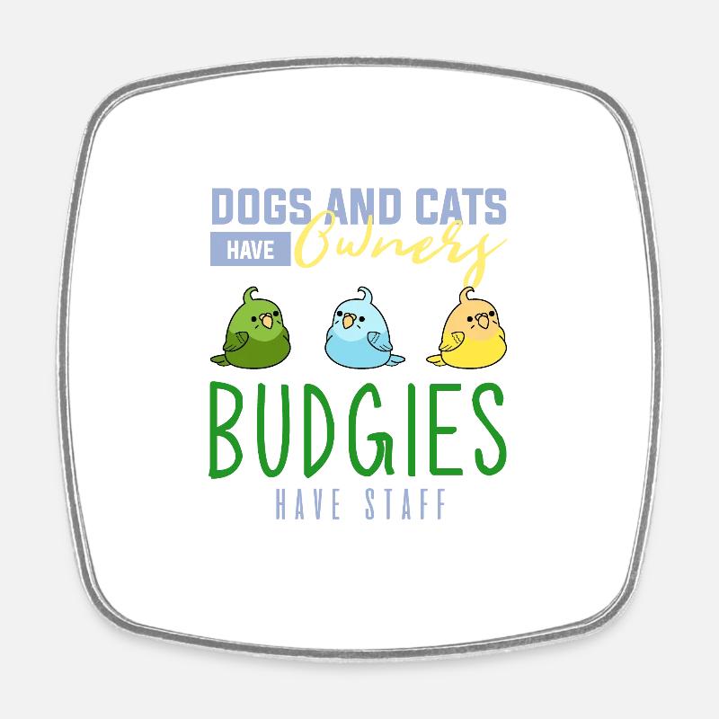 Budgerigar, budgie birds, parakeet - Square fridge magnet - white