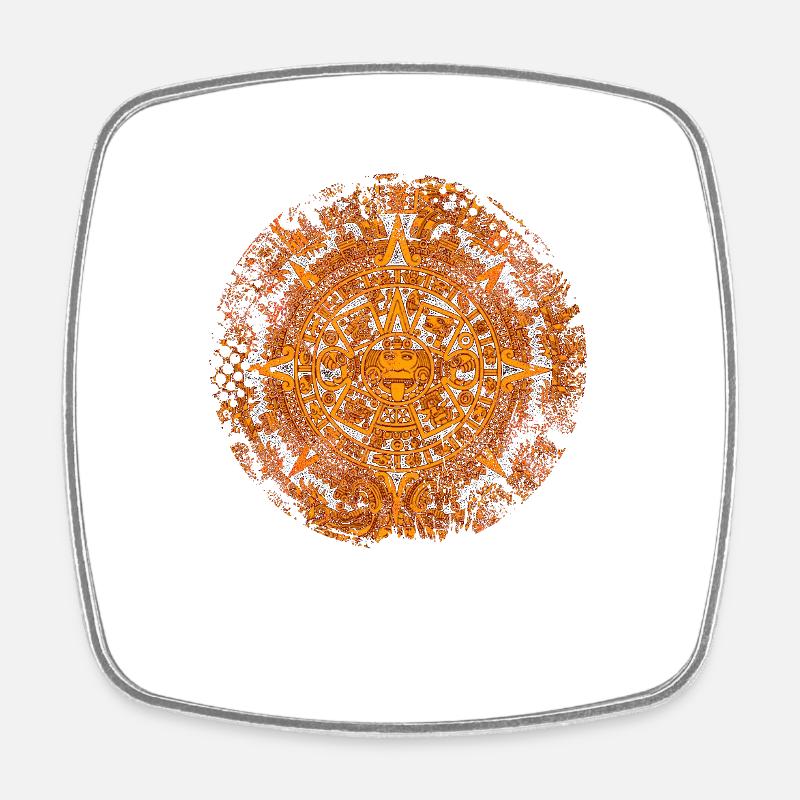 Calendrier Aztèque Maya Aztèque Mexique - Magnet carré - blanc