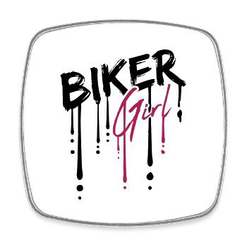 Drop biker girl - Square fridge magnet - white - Front