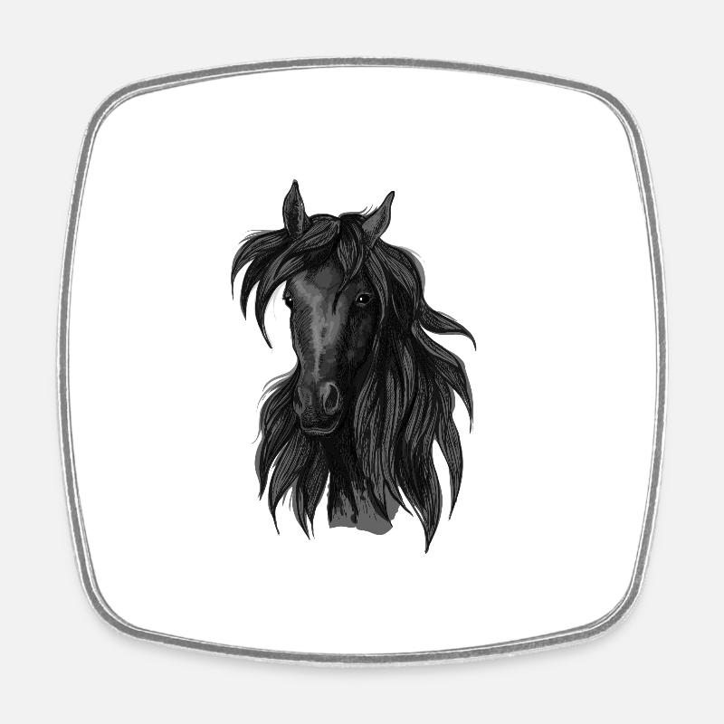 Cheval - Magnet carré - blanc