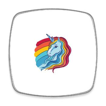 Regenbogen Einhorn weiblich mit Regenbogen Haar - Viereckiger Kühlschrankmagnet - Weiß - Vorne