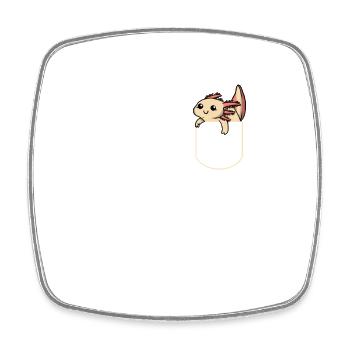 Amphibian In Pocket Gift Axolotl Pocket T-Shirt - Square fridge magnet - white - Front