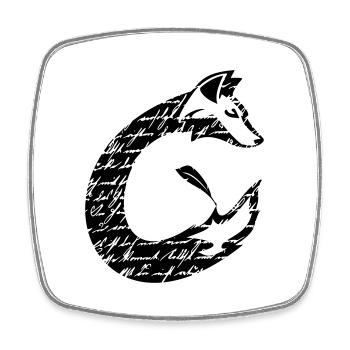 Fuchs Schrift C-Form Silhouette, schwarz - Viereckiger Kühlschrankmagnet - Weiß - Vorne