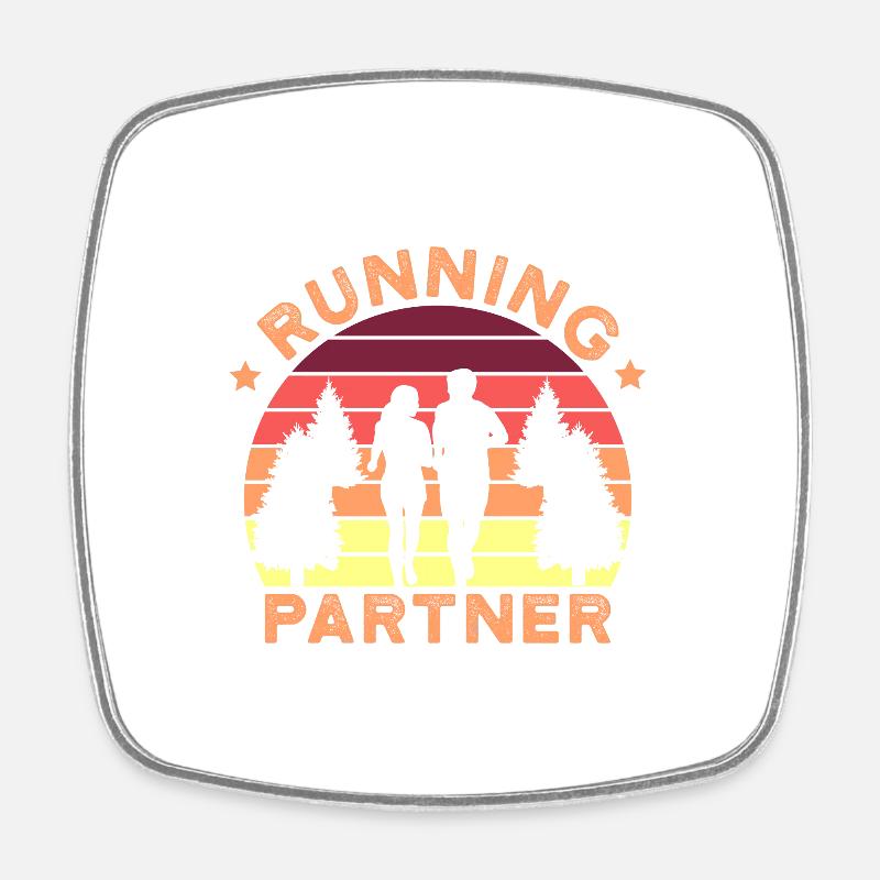 Cadeau de course de sport de jogging partenaire de course drôle - Magnet carré - blanc