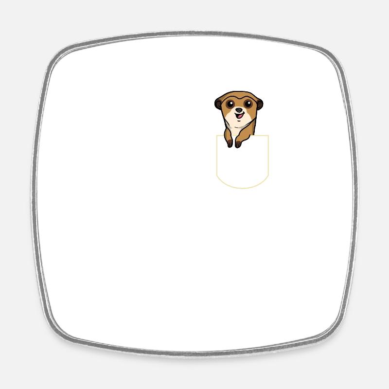 Erdmännchen in Der Brusttasche Erdmännchen T-Shirt - Viereckiger Kühlschrankmagnet - Weiß