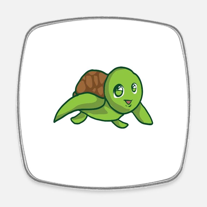 turtle - Square fridge magnet - white