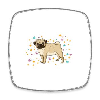 Mops Glitzer Hundehalter Hunde Geschenk - Viereckiger Kühlschrankmagnet - Weiß - Vorne