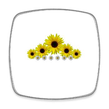 Sonnenblumen, Margeriten, Blumen, floral, Blüten - Viereckiger Kühlschrankmagnet - Weiß - Vorne