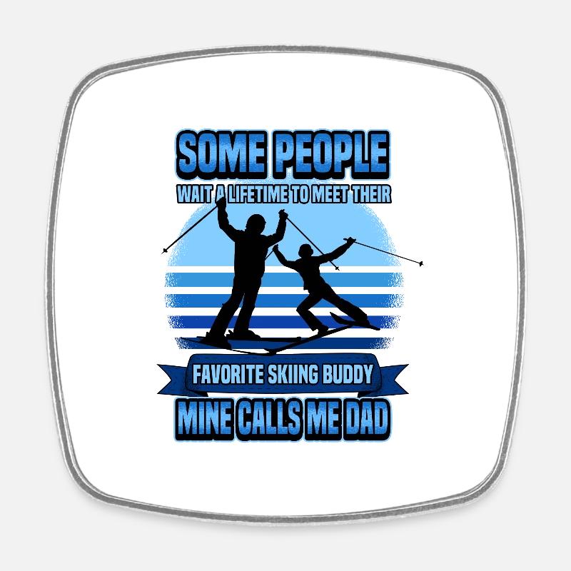 Funny ski skier mountains skiing saying gift - Square fridge magnet - white