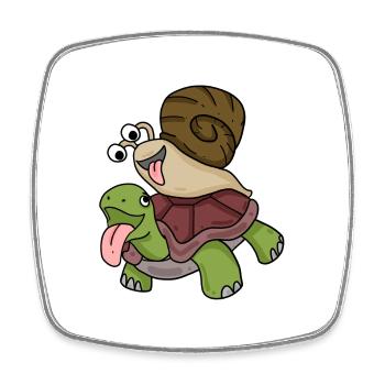 Turtle and snail - Square fridge magnet - white - Front