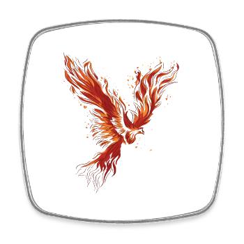 Burning Phoenix - Square fridge magnet - white - Front